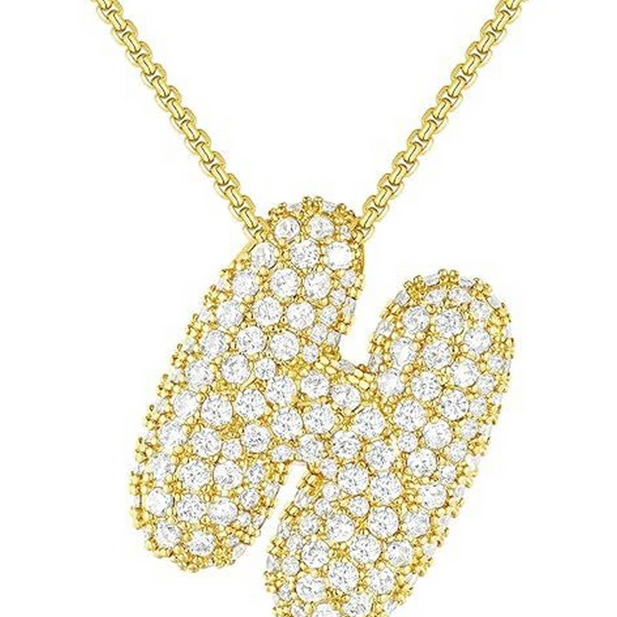 26 LETTERS NECKLACE COPPER ZIRCONIA PENDANT_CWMM5864