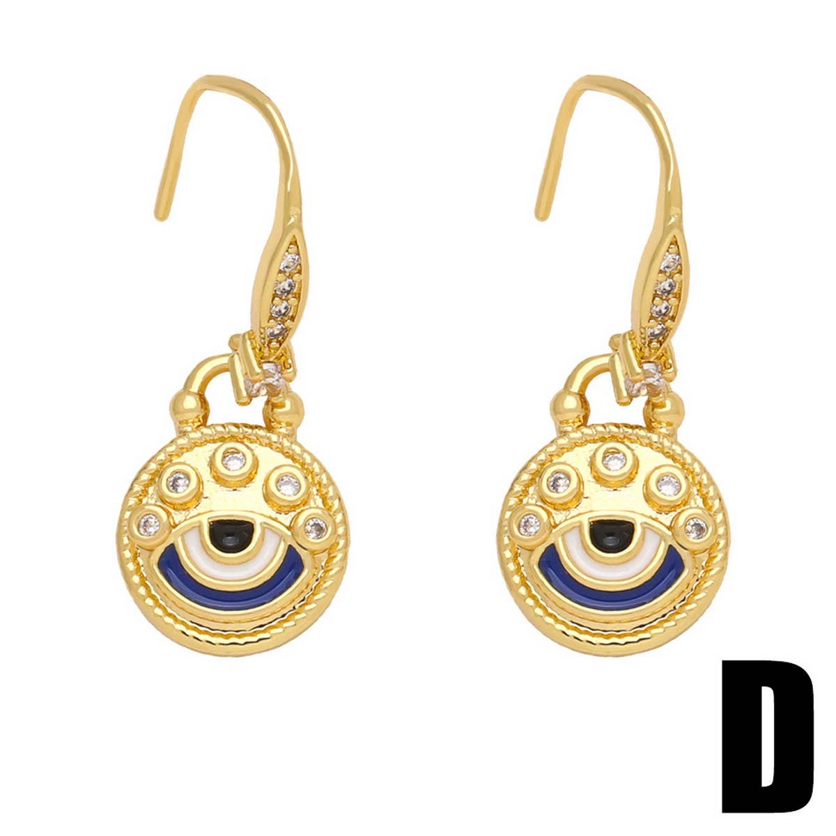 COLORED ZIRCON DEVILS EYE PENDANT EARRINGS_CWAJE1004