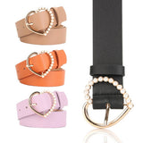 CLASSIC HEART PEARL BUCKLE BELTS FOR WOMEN_CWABE0391
