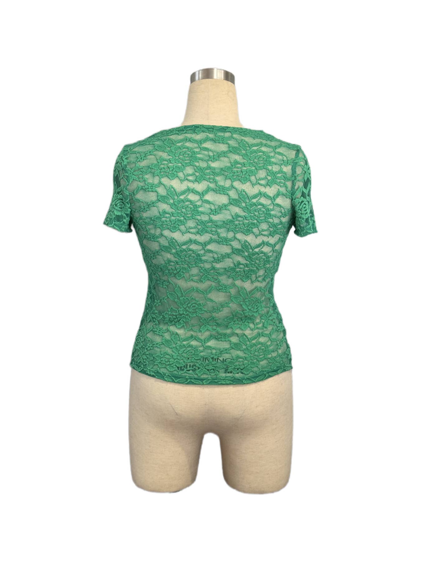 Solid-Color Lace V-Neck Short Sleeve Lace T-Shirt