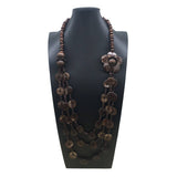 COCONUT SHELL FLOWER MULTI LAYER BEADED NECKLACE_CWMM4959