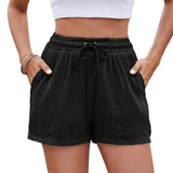 Solid Color Drawstring Shorts With Pocket Pits