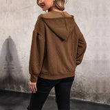 Solid Color Knitted Long Hoodie