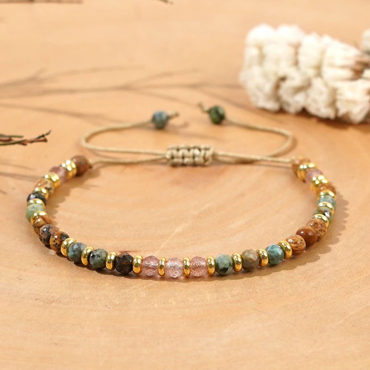 COLORFUL SEMI PRECIOUS STONEHANDMADE BEADEDBRACELET_CWAB4639