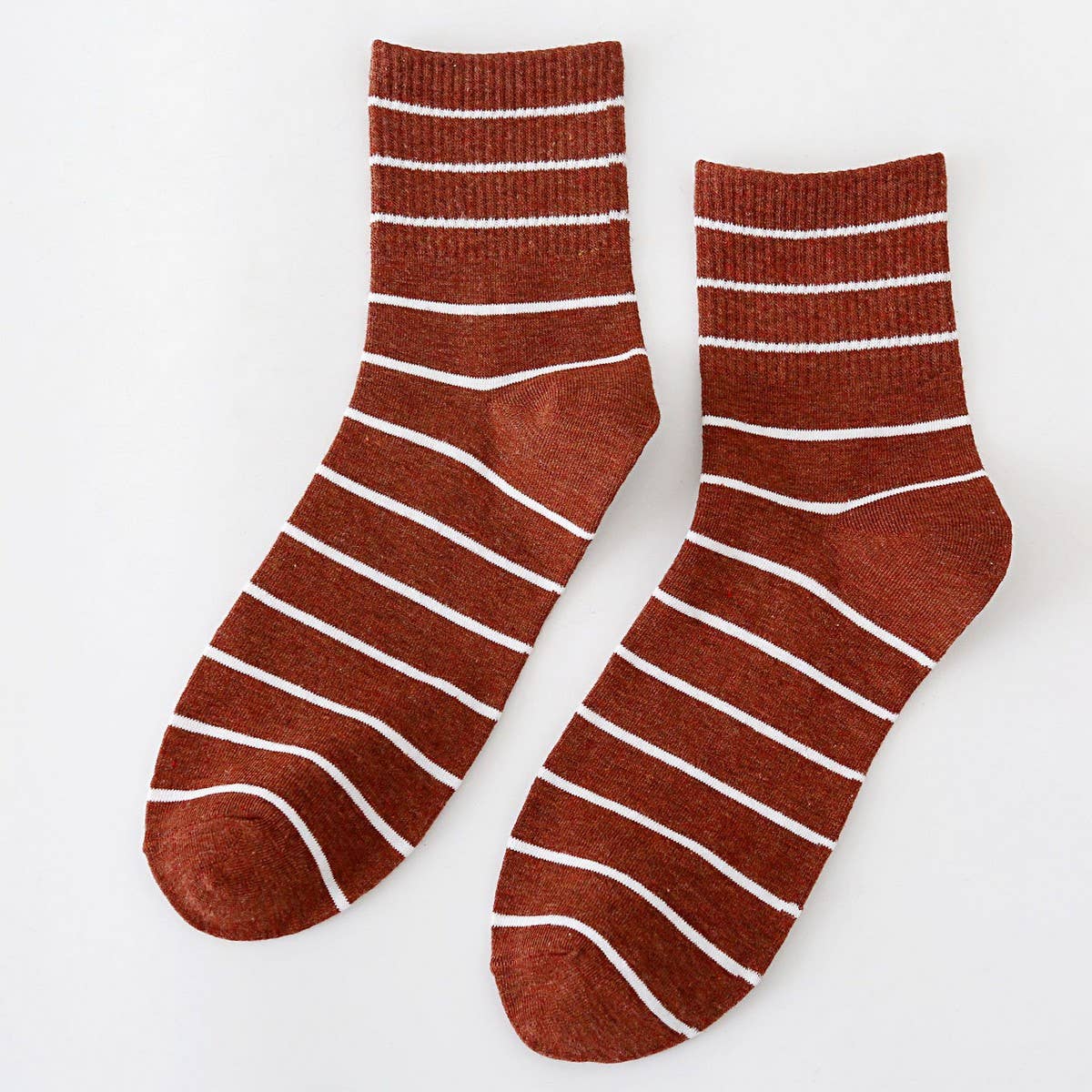 NEW ALL MATCH SOLID COLOR STRIPED MID CALF SOCKS_CWMS1401