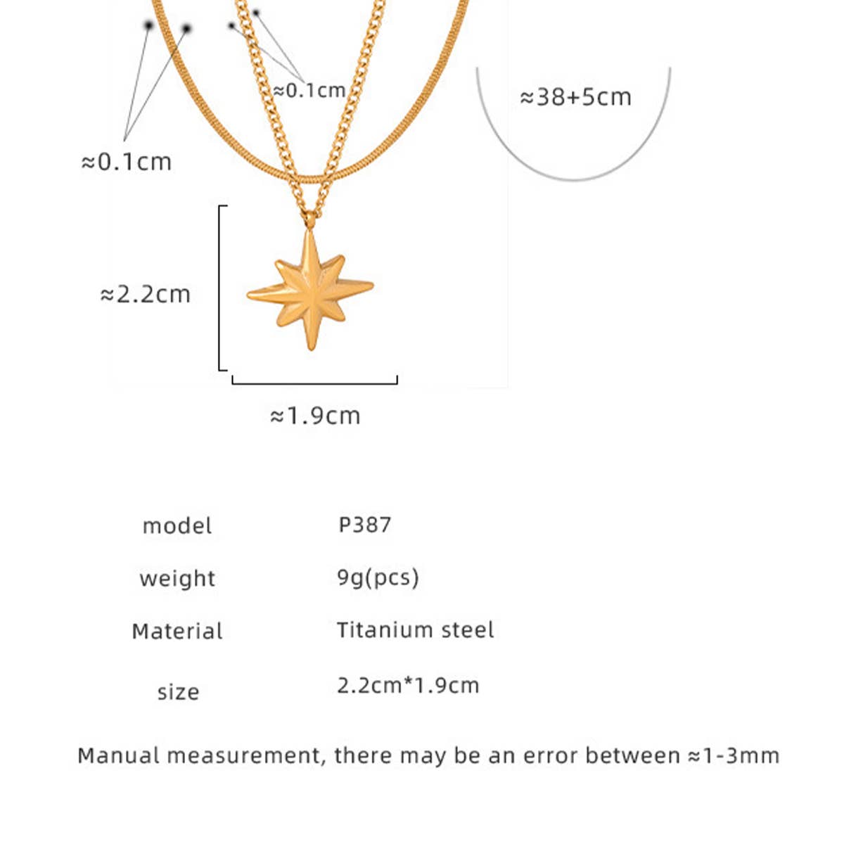 EIGHT POINTED STAR PENDANT DOUBLE LAYERED NECKLACE_CWAJE1087
