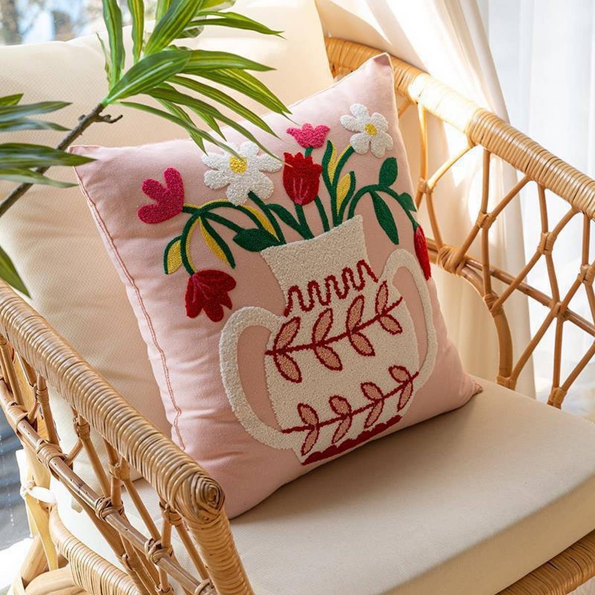 COTTON CREAM PILLOW COVER SOFA BED SQUARE CUSHION_CWMM7684