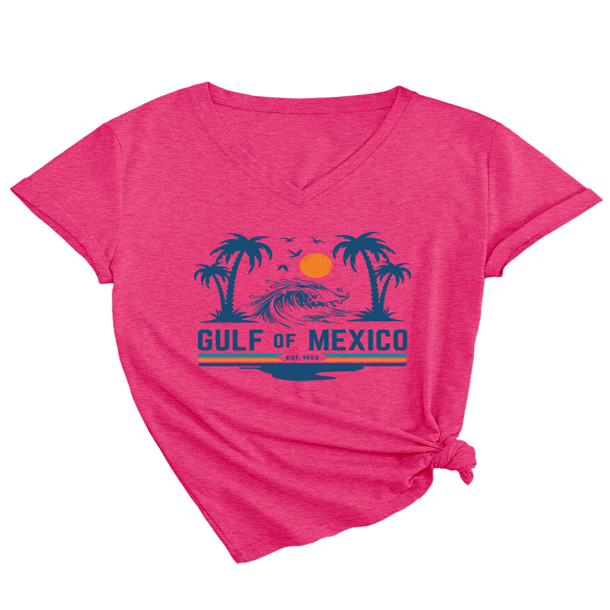 SLIM V NECK T SHIRT GULF OF MEXICO EST PRINT_CWTTS1538