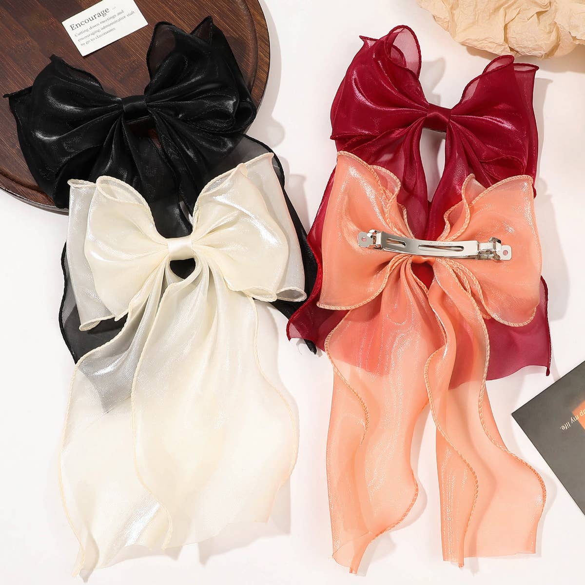 SHINY SILK RIBBON BOW HAIRPIN_CWAHA1631