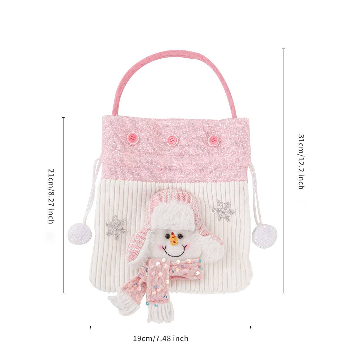 Cwmm9352_New Christmas Pink Plush Christmas Gift Bag