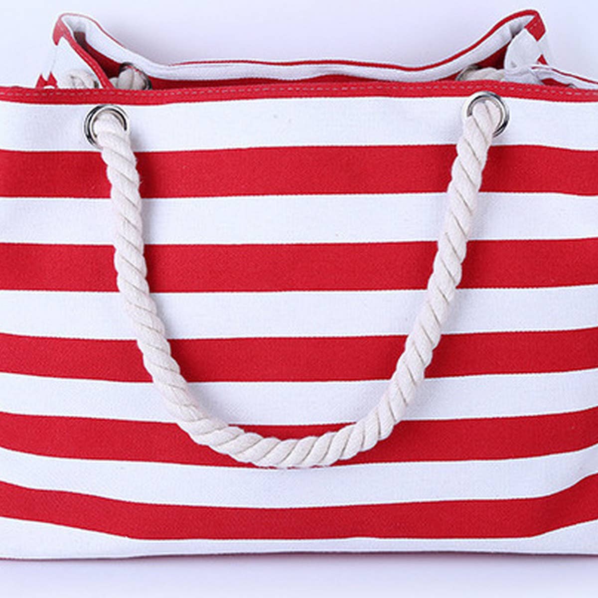 LARGE CAPACITY TRAVEL STRIPED PORTABLE CANVAS BAG_CUAB0227