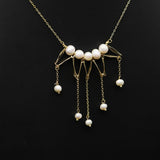 Womens Vintage Tassel Natural Pearl Necklace