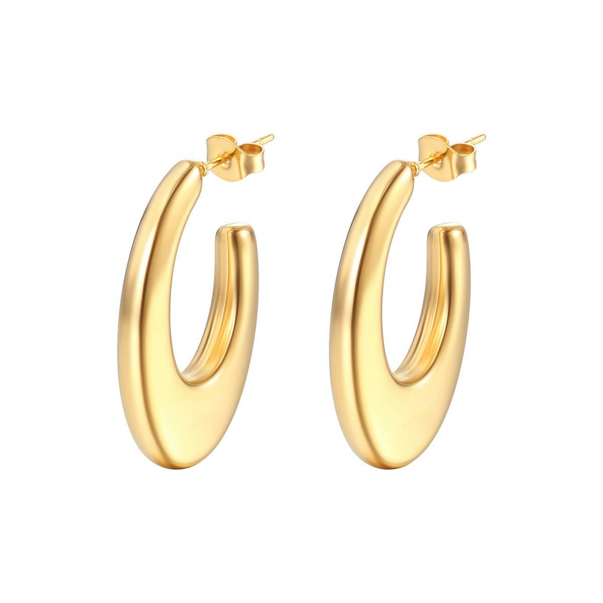 Women Simple Hypoaalergenic Thick Ring Earrings