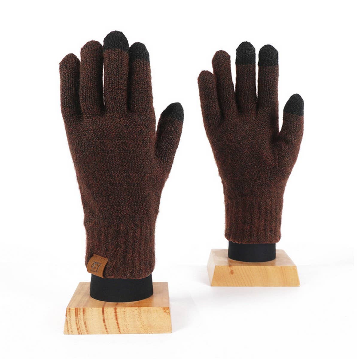 KNITTED FLEECE PLAID TOUCH SCREEN WARM GLOVES_CWAG0371