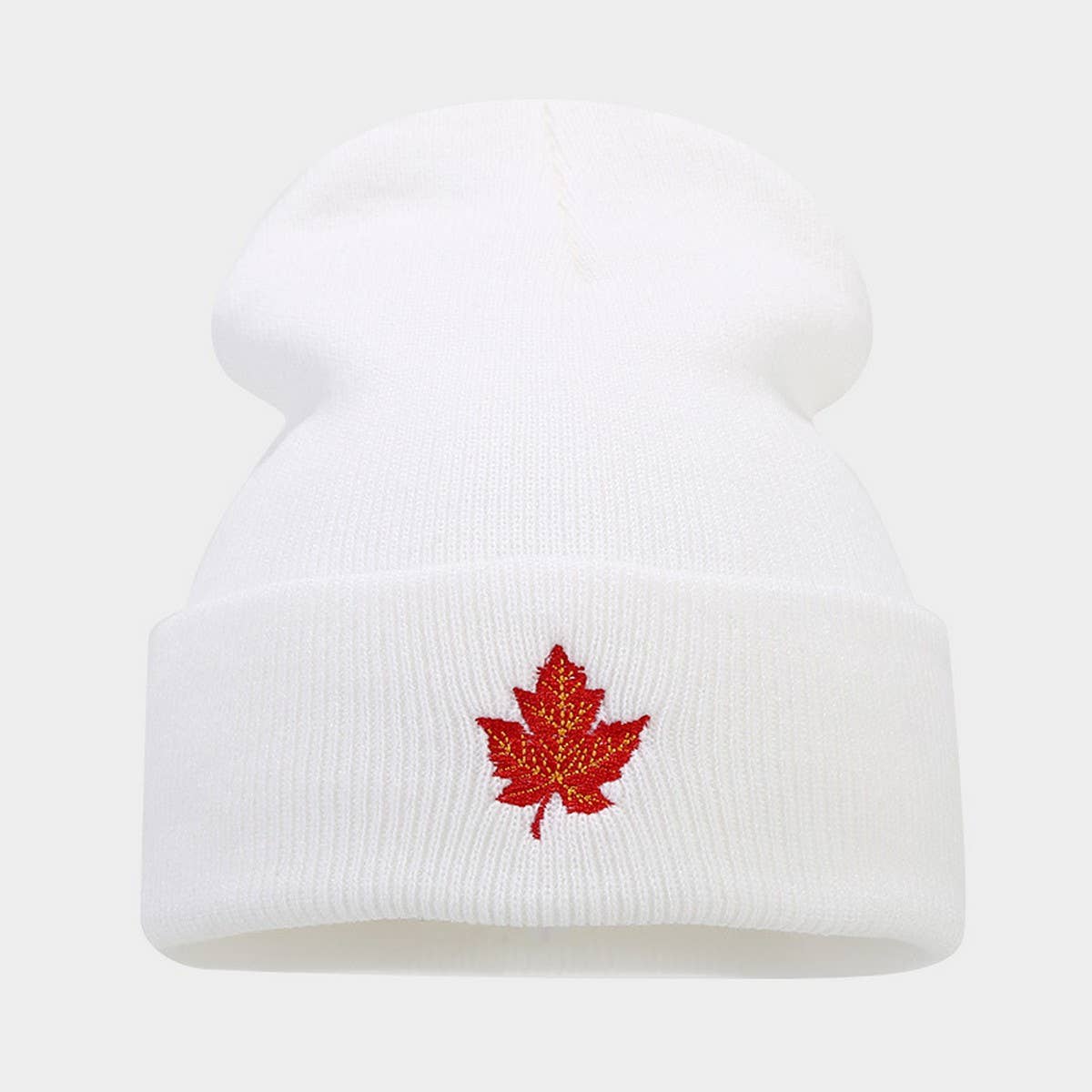 RED MAPLE LEAF EMBROIDERY KNITTED HAT HIP HOP HAT_CWAH2083
