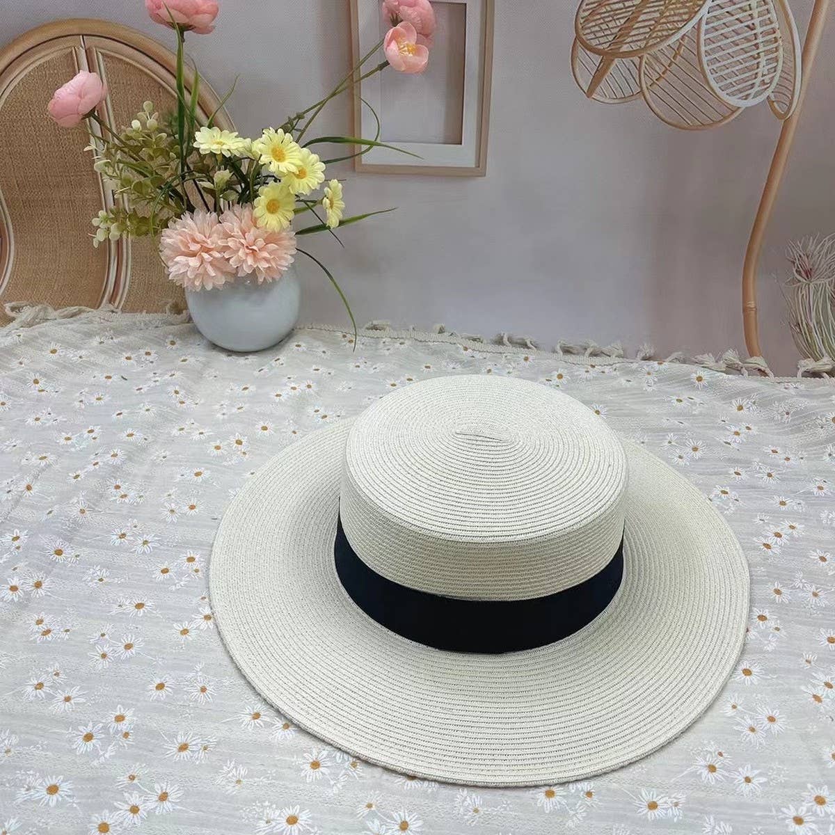 SUMMER SIMPLE WIDE BRIM ENCRYPTED SUN HAT_CWAH3562