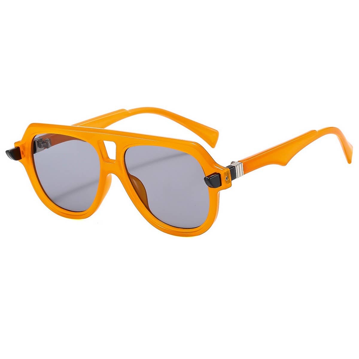 RETRO SPORTY DOUBLE BRIDGE COLORBLOCK SUNGLASSES_CWASG1197