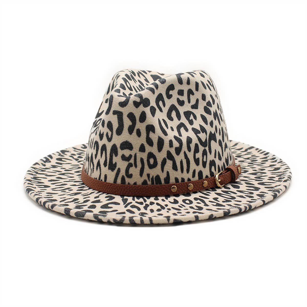 Woolen Hat Leopard Print Jazz Hat Wide Brim Hat_Cwah2543