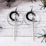 HALLOWEEN ROUND BLACK MOON SWORD EARRINGS_CWAJE1988