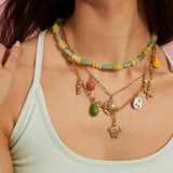 OCEAN STYLE STEEL NECKLACE WITH TURTLE SEAHORSE_CWMM8849