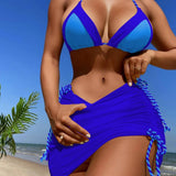 FLUORESCENT BIKINI SET SEXY COLOR BLOCK SWIMSUIT_CWMW0196