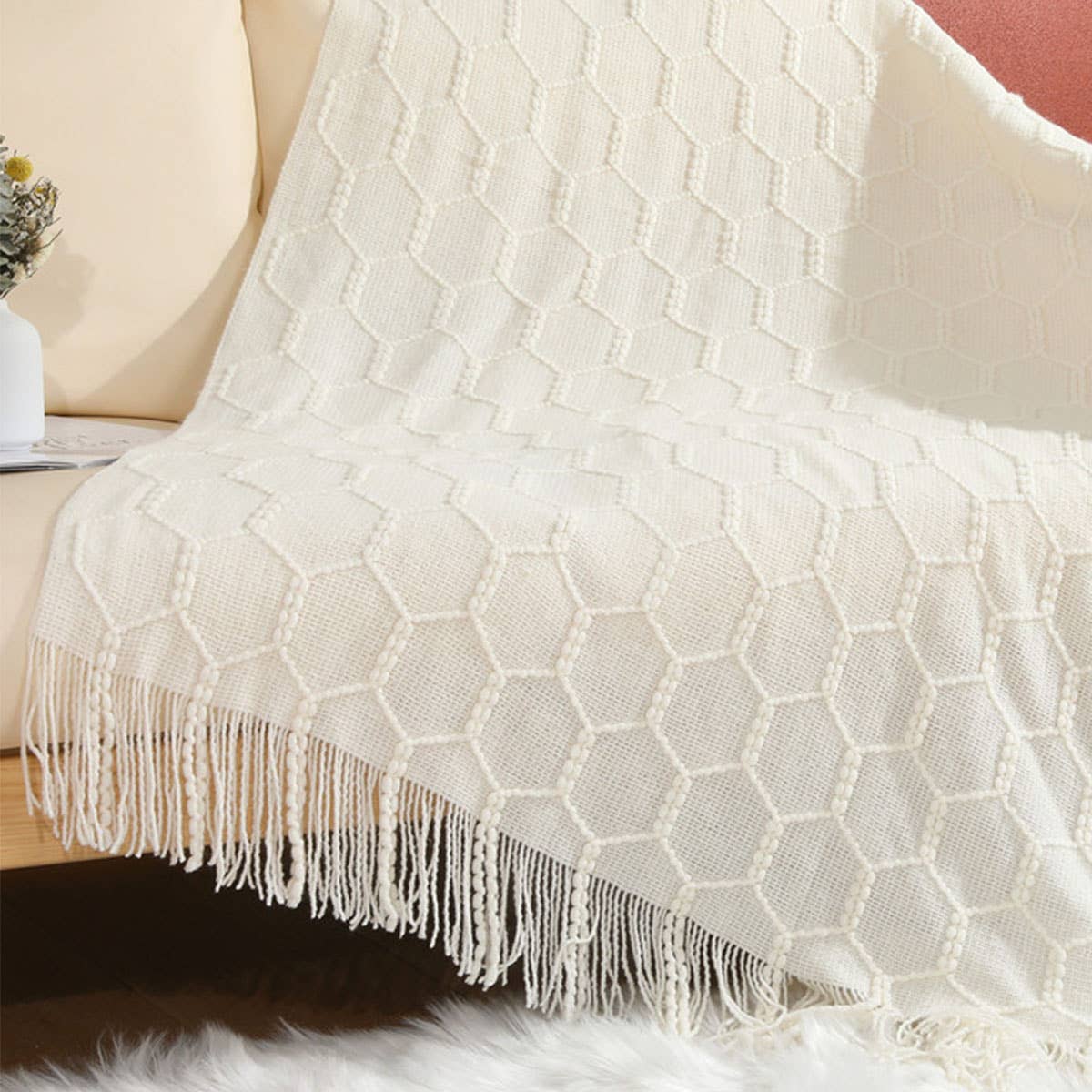 KNITTED SIMPLE THIN TASSEL SOFA BLANKET_CWMM0223
