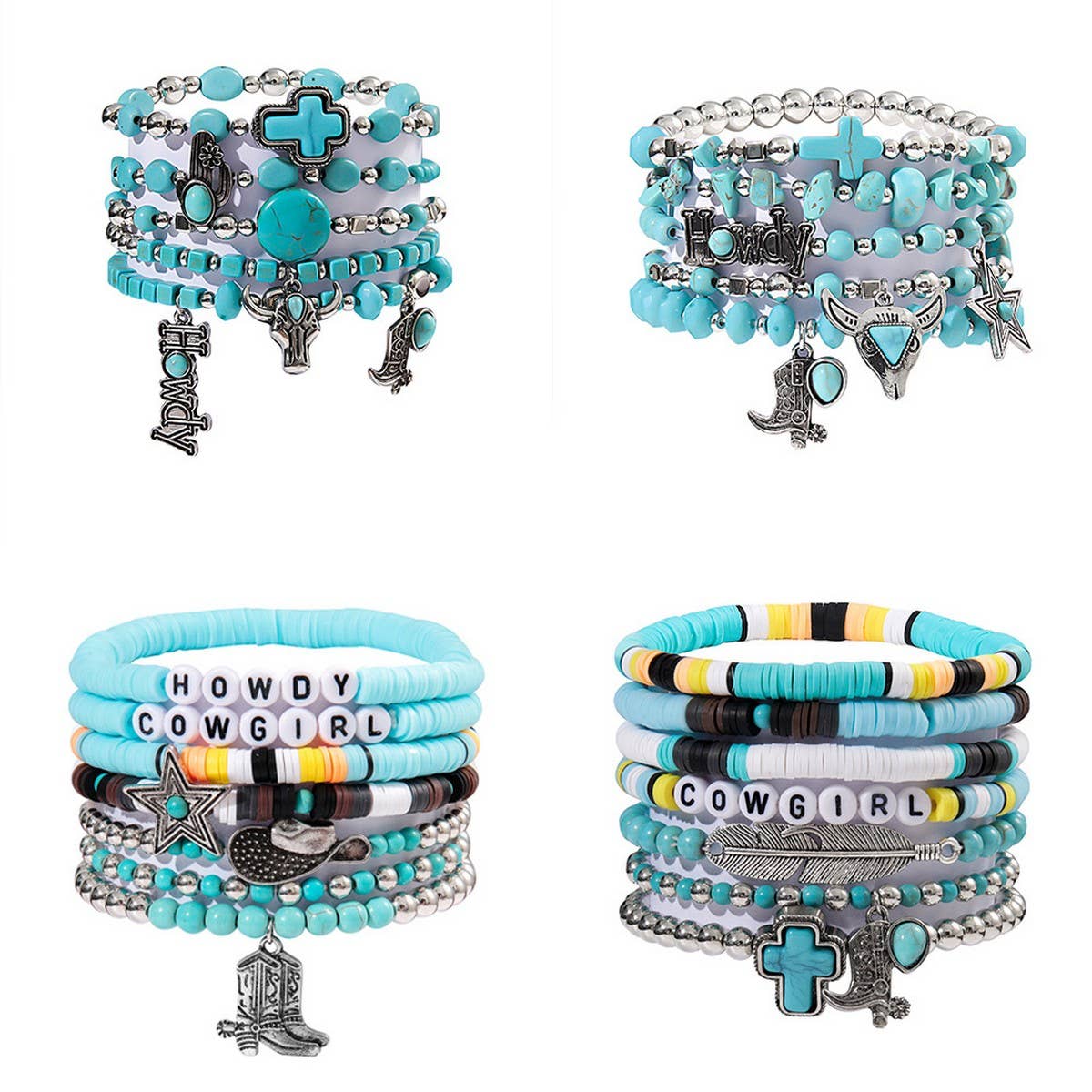 ETHNIC STYLE BULL HEAD CACTUS BRACELET SET_CWMM3520