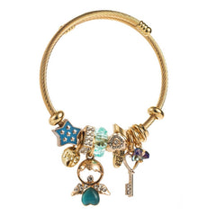 ANGEL KEY CHARM STEEL BRACELET FOR WOMEN_CWMM8474