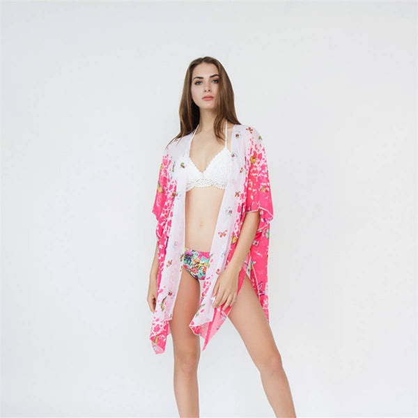 BUTTERFLY PRINT OPEN FRONT KIMONO CARDIGAN_CWASC0791