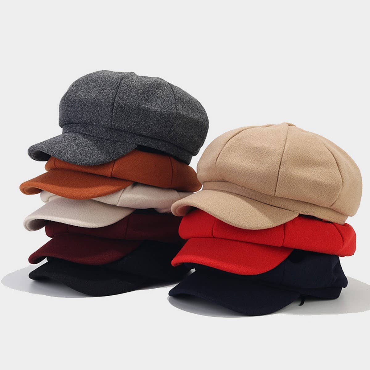 Winter Wool Beret Cap Retro Newsboy Octagonal Hat_Cwah04703