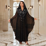 AFRICAN BEADED LONG ROBE MUSLIM CAPE HOODED DRESS_CWMM6138