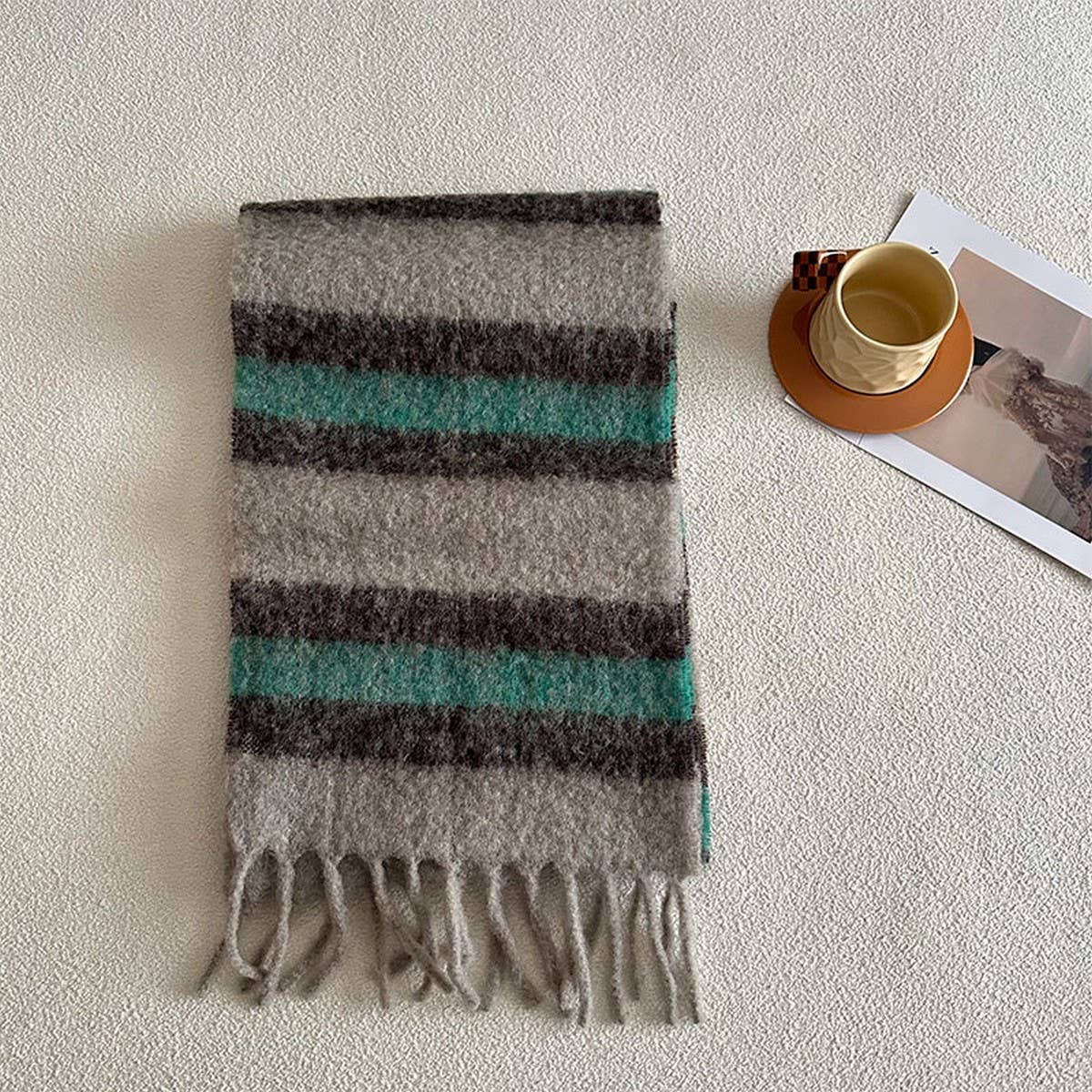 Wool Scarf For Winter Versible Checkered Shawl_Cwasc2327