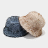 Two Tone Fuzzy Bucket Hat Women Winter_Cwah04648