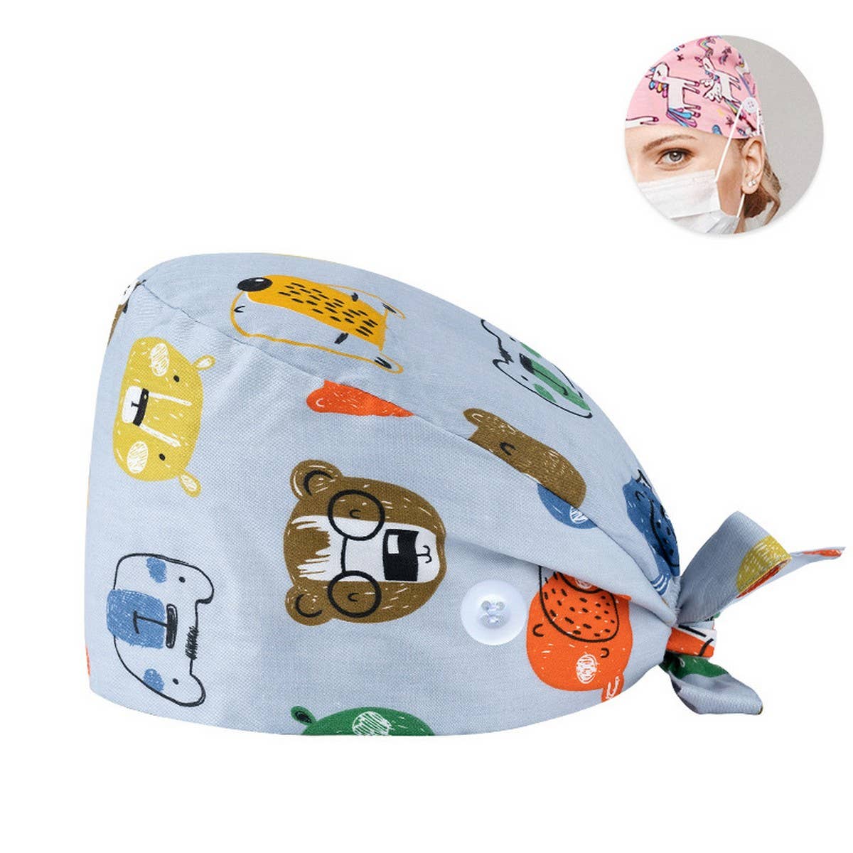 SURGICAL CAP SCRUB CAP COTTON TIE PRINT CAP_CWAH3322