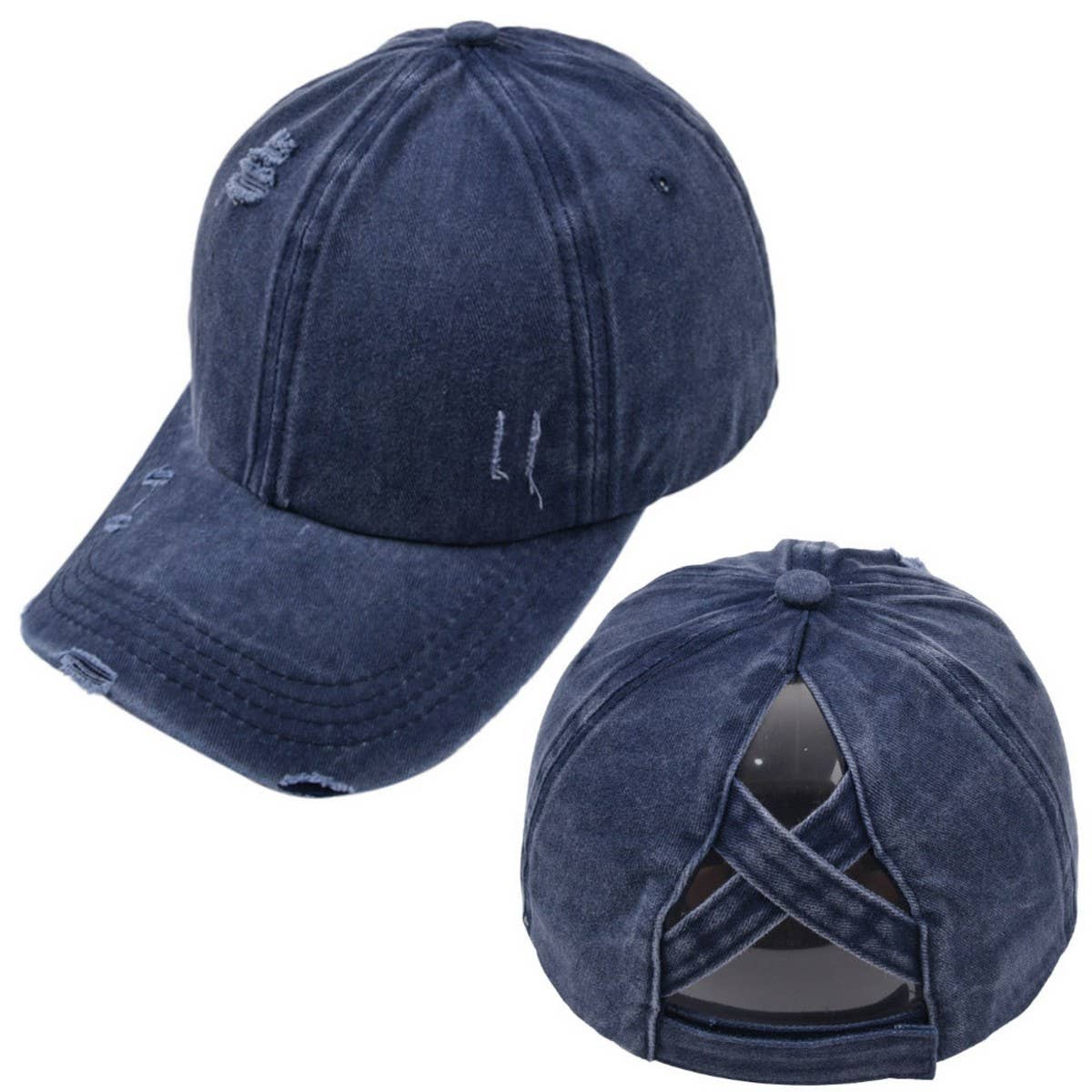 CROSS PONYTAIL BASEBALL CAP VISOR RETRO PEAKED CAP CWAH1220
