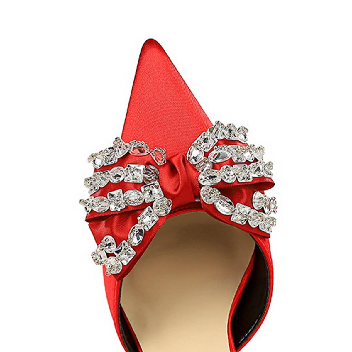 Women Retro Rhinestone Hollow Strap High Heels