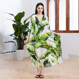 BANANA LEAF CROCHET FRONT BEACH COVER UP ROBE_CWMM6207
