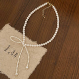 Versatile High-End Pearl Bow Necklace For Women
