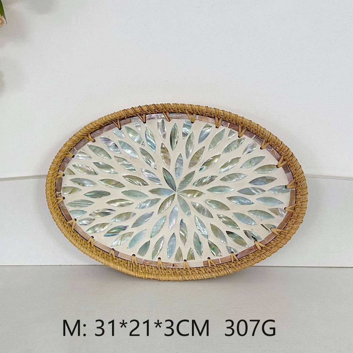 RATTAN OVAL FRUIT TEA SHELL TRAY STORAGE BASKET_CWMM4504