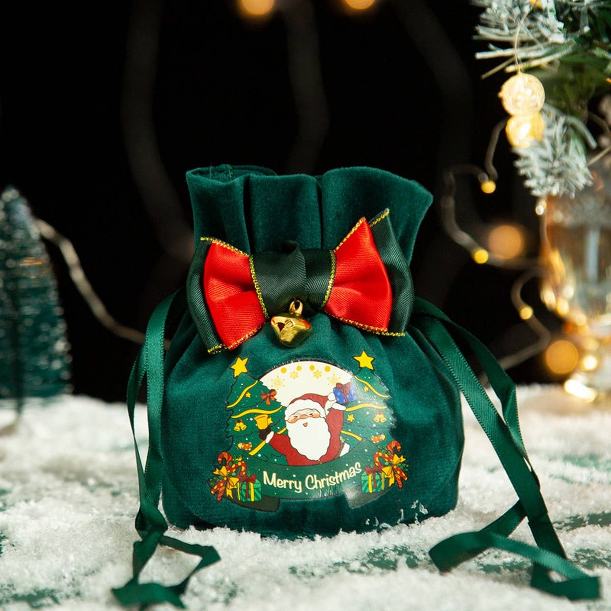 Velvet Apple Gift Bag Xmas Eve Candy Pouch_Cuab00752