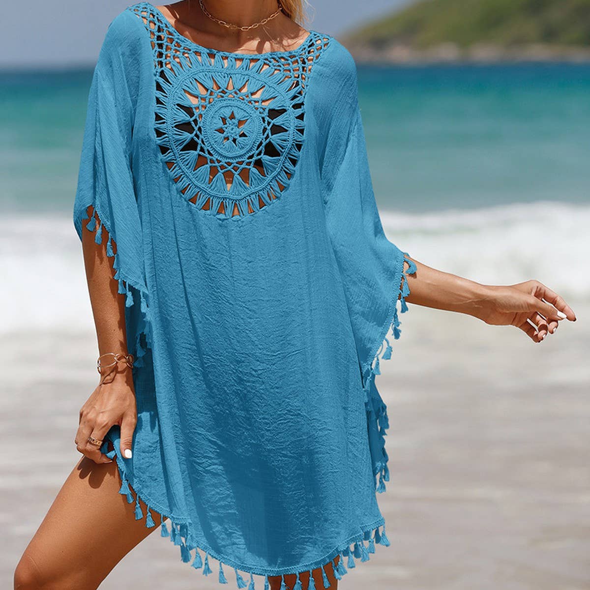 SOLID COLOR STITCHING SEXY BEACH SWIMSUIT COVER UP_CWMW0667