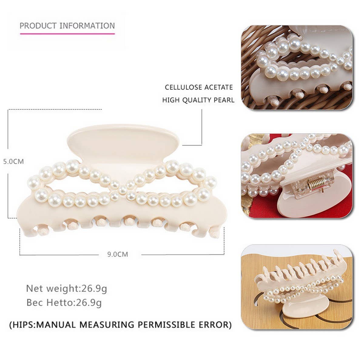 ACETATE MOONLIGHT LARGE CLIP HAIR SHARK CLIP_CWAHA4254