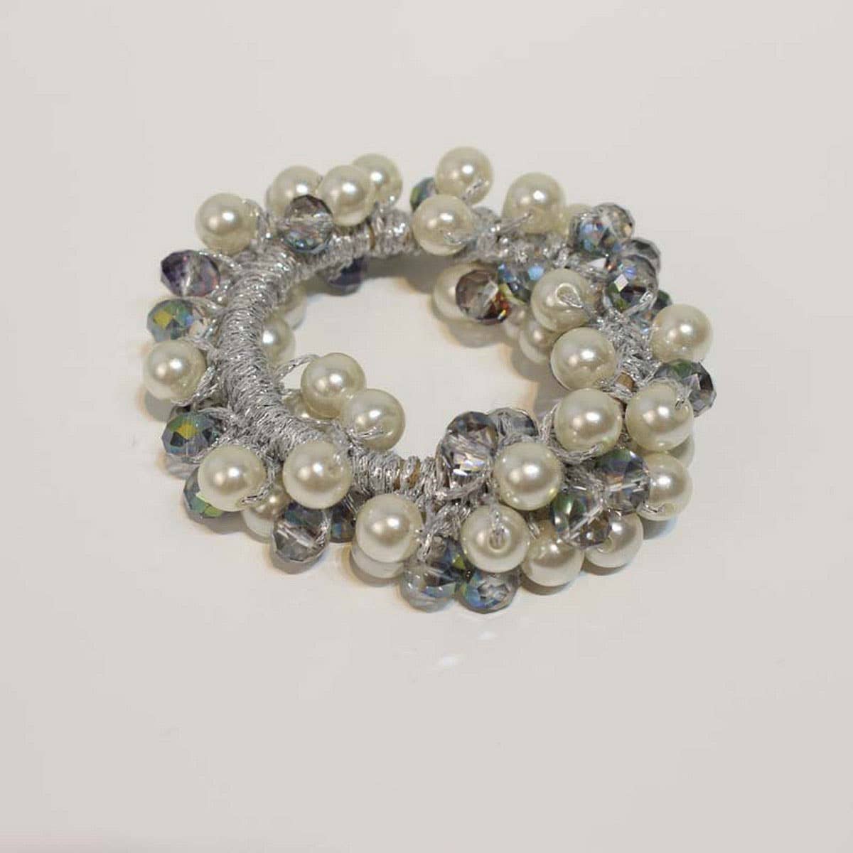 BOHO CRYSTAL PEARL BEADED HAIR TIE CUTE GIRL BAND_CWAHA6779