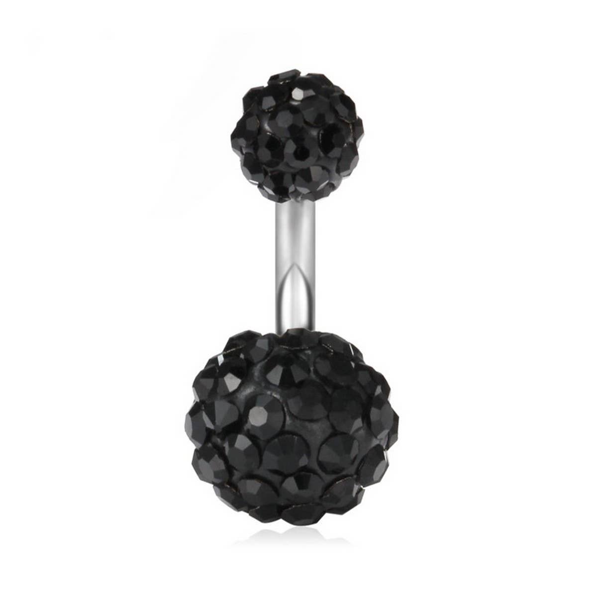 CLAY BALL BELLY RING CZ STAINLESS STEEL PIERCING_CWMM9193