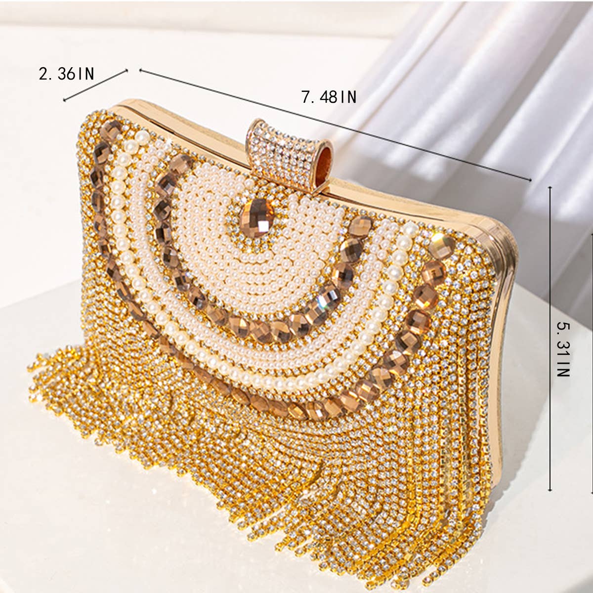 RHINESTONE TASSEL FASHION EVENING TOTE_CWAB2491