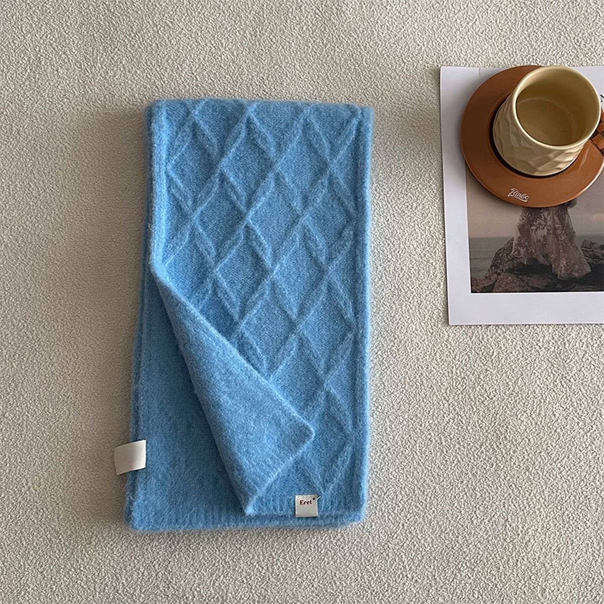 RETRO KNIT SCARF WOOL BLEND REVERSIBLE WRAP_CWASC2355