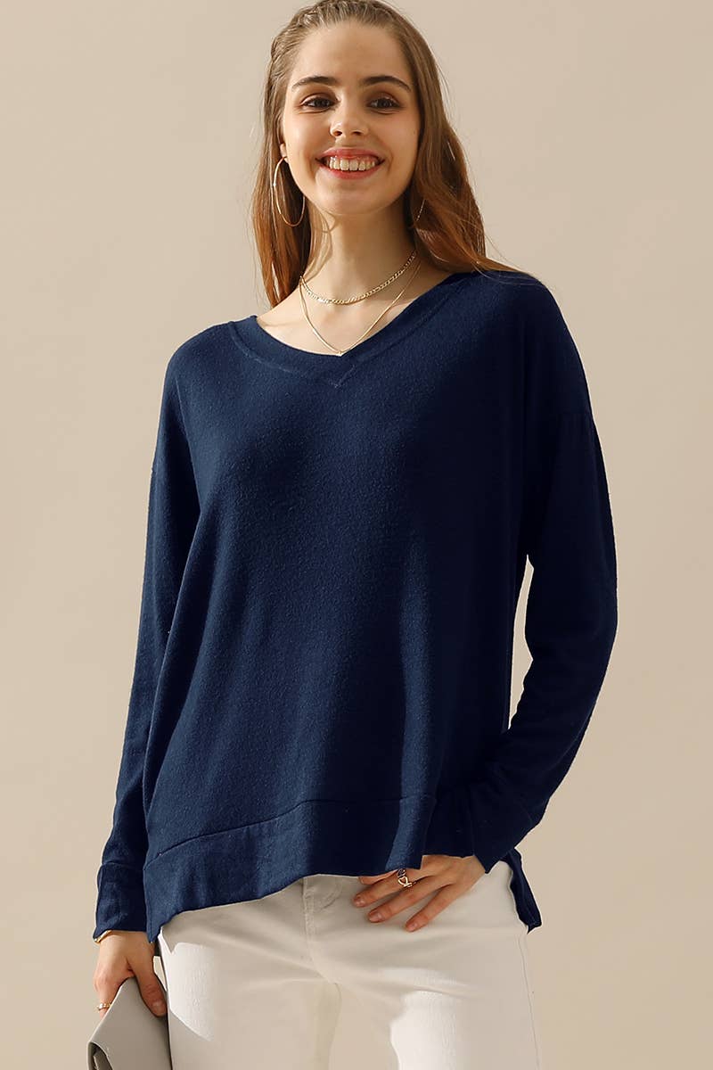 Women Casual V Neck Blouse_Cwttl1407