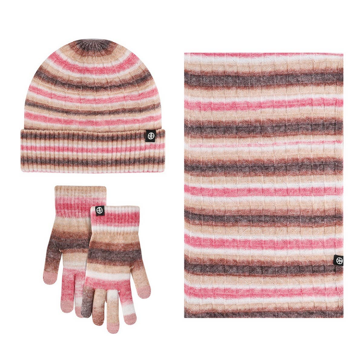 Winter Striped Gradient Scarf Three-Piece Set_Cwmm2869