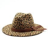 LEOPARD PRINT JAZZ HAT WOOLEN HAT WIDE BRIM HAT_CWAH2544