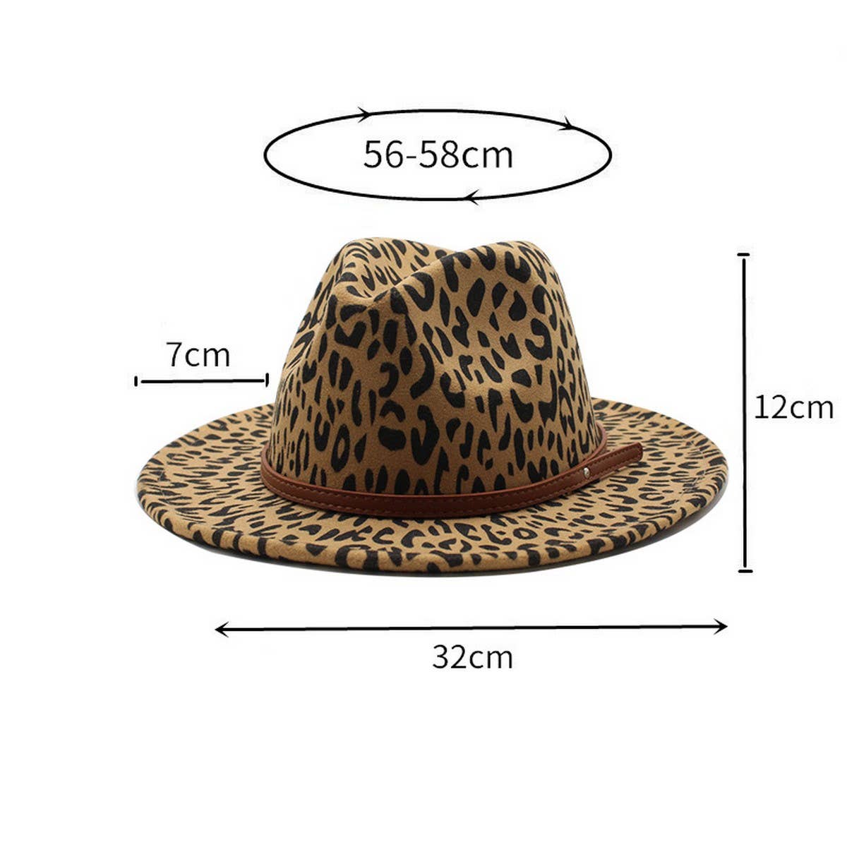 LEOPARD PRINT WOOLEN HAT WIDE BRIM JAZZ HAT_CWAH2565